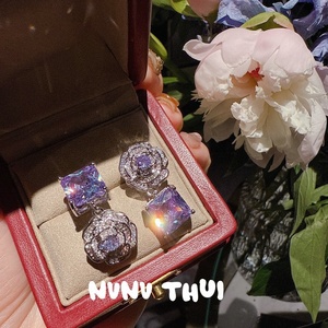 Cổ Điển Hy Lạp Iris Tím Rose Đá Quý Vòng Cổ Và Brass Vuông Zircon Vòng Đeo Tay Thiết Lập Cho Kỷ Niệm Đồ Trang Sức - Product Image 4