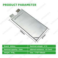 Batterie à semi-conducteurs HHPOWER 3,7 V 35 Ah 327 Wh/kg Haute densité énergétique Décharge élevée 10C Cellule souple 35000 mAh pour Drone UAV VTOL