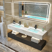 Offres Spéciales Moderne Salle De Bain WC TOILETTE Armoire Flottant Vanité Lavabo Unités Avec pierre Comptoir
