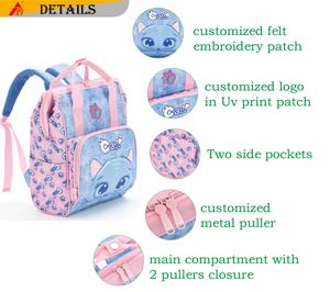 2025ใหม่แฟชั่นเด็กผู้หญิงกระเป๋านักเรียนพิมพ์ลายแมวน่ารักนักเรียน210D เป้โพลีเอสเตอร์กระเป๋าใส่หนังสือเรียนลำลองทุกวัน - Product Image 2