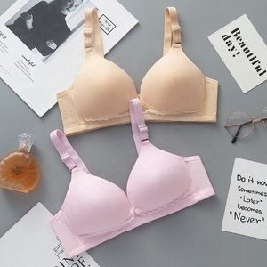 모유 수유용 속옷 앞면 오픈 버튼 소프트 서포트 와이어프리 나일론 여성 브라 - Product Image 3