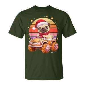 Camiseta navideña con diseño de perro, camión de galletas de jengibre, unisex, talla para adultos - Product Image 1