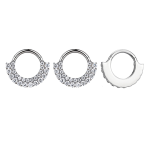 Anillo de Nariz de Titanio Chapado en Oro Vintage ASTM F136, con Doble Nivel de Circonitas, Tipo Clicker, Segmento Articulado - Product Image 3