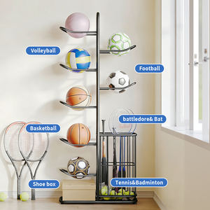 Support de rangement vertical en métal pour ballons de basketball avec <span class=keywords><strong>panier</strong></span>, organisateur de ballons de sport pour garage, salle de sport, salle de classe, intérieur et extérieur - Product Image 2