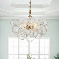 Lustre moderne de style américain de luxe, luminaire suspendu LED en verre pour salon, villa, hall d'entrée, lampe à bulles transparente