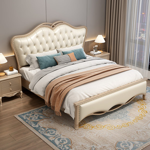 Juego de Muebles de Dormitorio con <span class=keywords><strong>Cama</strong></span> <span class=keywords><strong>Continental</strong></span> Doble Queen Size, Color Oro Champán, con Almacenamiento - Product Image 1