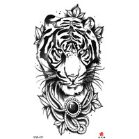 Tatouage temporaire personnalisé en gros 2025, tatouage corporel noir cool, autocollant d'encre pour tatouage temporaire, serpent, tigre ou crâne, autocollant imprimé pour homme