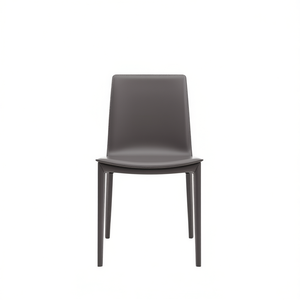 Silla de Comedor Moderna con Tapicería de Cuero Gris y Patas de Metal, Muebles para el Hogar - Product Image 1