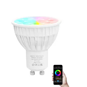 2023 popular Zigbee GU10 RGB + CCT LED Spotlight inalámbrico 4W RGB CCT Smart LED Bombillas Alexa y Google