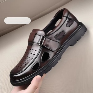 Zapatos de Trabajo Profesionales Antideslizantes para Hombre, Cierre sin Cordones, Parte Superior de Cuero Genuino, Zapatos de Vestir Elegantes para Oficina y Carrera, Impermeables y Transpirables - Product Image 1