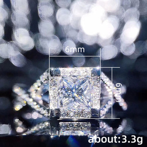 F1441 Anello con diamante naturale taglio Princess per donna, gioielli classici di fidanzamento, pietra centrale rotonda da 1 carato - Product Image 5