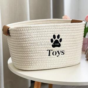 <strong>Dog</strong> Basket <strong>Cotton</strong> <strong>Rope</strong> Weaving Basket <strong>Dog</strong> <strong>Toy</strong> Storage Baskets Gift Cat <strong>Dog</strong> <strong>Toy</strong> Bin Pet <strong>Toys</strong> Storage Box Organizer - Product Image 2