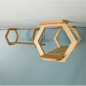 Grosir perlengkapan hewan peliharaan furnitur hewan peliharaan mewah buatan tangan kayu kucing dinding tempat tidur tangga jembatan dengan dua langkah - Product Image 1