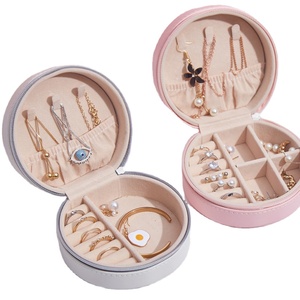Boîte à bijoux de forme ronde, boîte de rangement pour bijoux, petite boîte à bijoux portable - Product Image 1