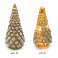Handgefertigter mundgeblasener Glas-LED-Weihnachtsbaum als Tischdekoration, beleuchtete Feiertags-Heimdekoration, Weihnachtsschmuck mit batteriebetriebener Beleuchtung