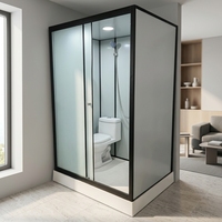 Cabine de douche compacte coulissante, unité de salle de bain préfabriquée, cabine de toilette intégrée, enclos en verre minimaliste
