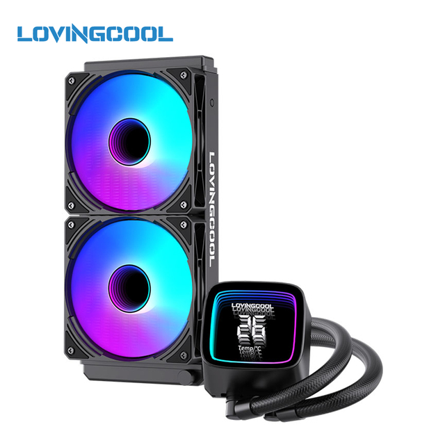LOVINGCOOL Small Batch/Small Lot OEM ODM 120 240MM Liquid Cooler AIO Cpu Cooler with LCD Temp Display Quiet Water Cooling System