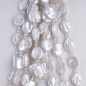 Perlas de Agua Dulce Blancas Barrocas de 18 cm, 15-16 mm, Botón Elíptico, Perlas Naturales Sueltas para Hacer Joyas y Pulseras - Product Image 4
