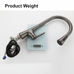 <span class=keywords><strong>Robinet</strong></span> de cuisine à levier unique, tête de pulvérisation pivotante à 360 °, laiton sans plomb, noir Gunmetal - Product Image 5