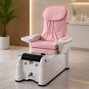 Professional Pedicure Spa Chair with Pink Cushioned Seat Ergonomic High Backrest and Foot <b>Bath</b> for Salon Pedicure Studio - Product Image 1