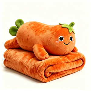 Peluche de zanahoria, muñeco de peluche de zanahoria, manta de peluche 2 en 1, combo de manta y almohada de vegetales, manta para siesta infantil, juguete de zanahoria kawaii - Product Image 1