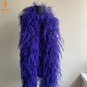 Écharpe en plumes d'autruche épaisse à 6 plis, garniture de luxe pour robes de soirée, tenues de cosplay et décoration de maison pour les fêtes - Product Image 1
