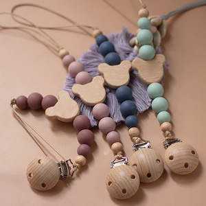 Vente en gros mignonne <span class=keywords><strong>attache</strong></span>-sucette en bois de hêtre pour bébés perles anti-chute de confort pour jouets des fabricants de commerce extérieur - Product Image 3