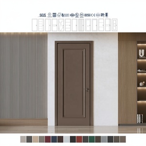 Portes de chambre modernes BASEN en bois peint de Foshan, portes intérieures en placage de bois MDF, finition imperméable beige blanc de luxe - Product Image 3
