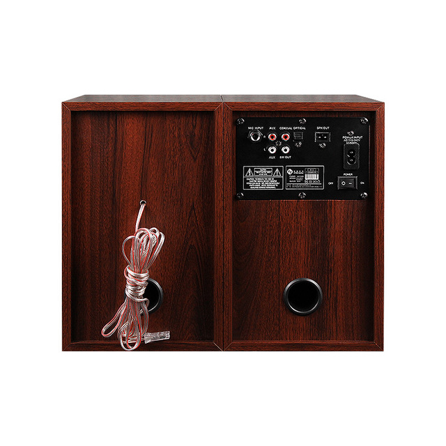 Wooden Bookcase with 4 Active Speakers & Built-in Subwoofer, Remote Control Deep Bass Home Theater Karaoke System for Home Use