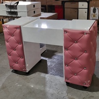 Ensemble table et chaise de manucure moderne pour salon de beauté avec collecteur de poussière facile à nettoyer et support à vernis à ongles, couleur rose, idéal pour les salons de beauté et centres commerciaux