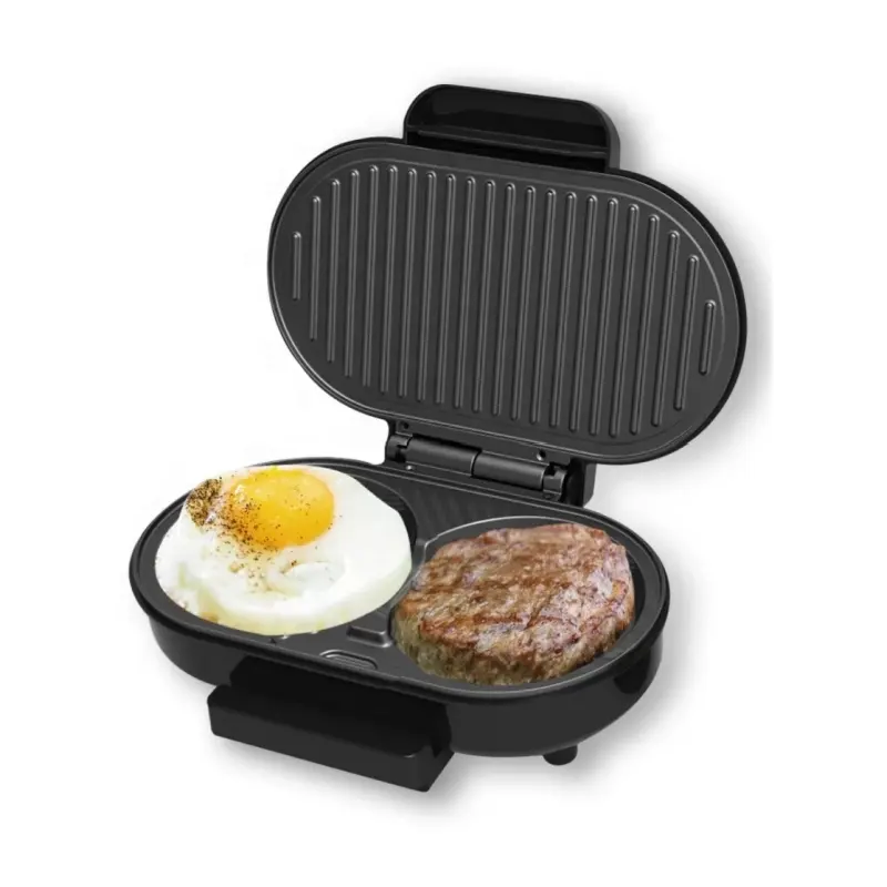 Elektrische Dubbele Hamburger Patty Maker Automatische 3 In 1 Ontbijt Burger Pers Grill Tosti Maker Machine