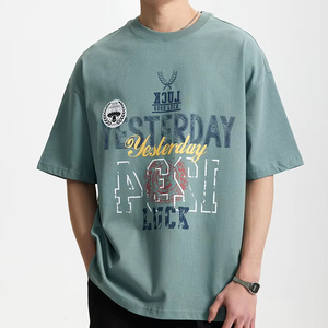 2672 Camiseta de Hombre al por Mayor OEM, Corte Holgado, Lavado Ácido, Algod<span class=keywords><strong>ó</strong></span>n Pesado, Hombros Caídos, Estilo Urbano, con Estampado Serigrafiado - Product Image 1