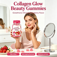 Gummies au collagène et au glutathion pour éclaircir la peau, anti-âge, améliorer la densité osseuse, complément beauté, saveur fraise, 3g, 60 gummies