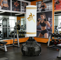Saco de Boxeo de Cuero PU de Alta Calidad con Logotipo Personalizado, Equipo de Entrenamiento Deportivo Moderno, Saco de Boxeo Independiente con Relleno de EPE, Duradero