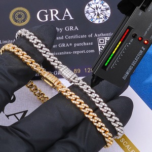 Collana e Bracciale da <span class=keywords><strong>Uomo</strong></span> di Lusso con Catena Cubana Hiphop in <span class=keywords><strong>Argento</strong></span> 925 Europeo da 5mm con Moissanite VVS Colore D, Gioielli di Alta Gamma - Product Image 1