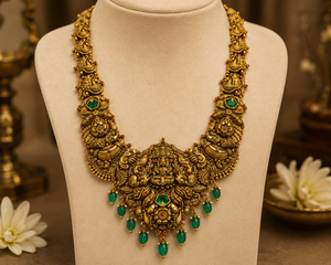 Collar Largo de Oro de 24K, 64.83 Gramos, Joyería India Tradicional Hecha a Mano para Mujer, Joyería para Bodas y Eventos Nupciales - Product Image 3