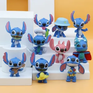 Mainan figur aksi kartun Lilo And Stitch 10 buah mainan figur Anime Stitch untuk anak-anak