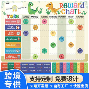 Tableau de récompenses magnétique effaçable licorne le plus vendu pour enfants, jeu d'activités pour réfrigérateur, équipement de motivation transfrontalier - Product Image 6