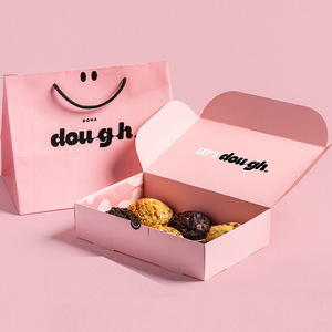 Tùy Chỉnh Màu Hồng Sóng <span class=keywords><strong>Cookie</strong></span> Và Donut Takeaway Bao Bì Hộp Lớp Phủ UV Và Dập Nổi In Thực Phẩm Carton - Product Image 1