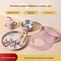 Nouvelle Tendance : Ensemble Assiette, Bol et Cuillère en Acier Inoxydable pour Tout-Petits, Écologique, Antidérapant, à Motifs de Dessins Animés, Compatible Lave-Vaisselle et Non Toxique