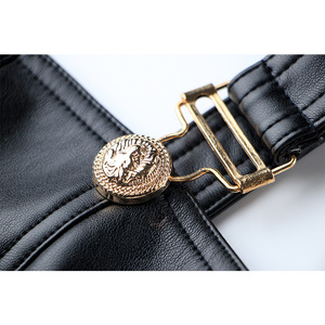 Sexy Club Party abito corto <span class=keywords><strong>in</strong></span> <span class=keywords><strong>pelle</strong></span> <span class=keywords><strong>con</strong></span> bottoni dorati gonne aderenti <span class=keywords><strong>in</strong></span> <span class=keywords><strong>pelle</strong></span> nera solida - Product Image 6