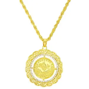 Ladies favorite Gold Diamond jewelry Middle Eastern jewelry necklace Turkey hot sell plated twist sweater chain