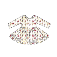 Robe florale pour petites filles, printemps, respirante, manches longues, nœud au dos, grande taille, mélange de coton, robe décontractée