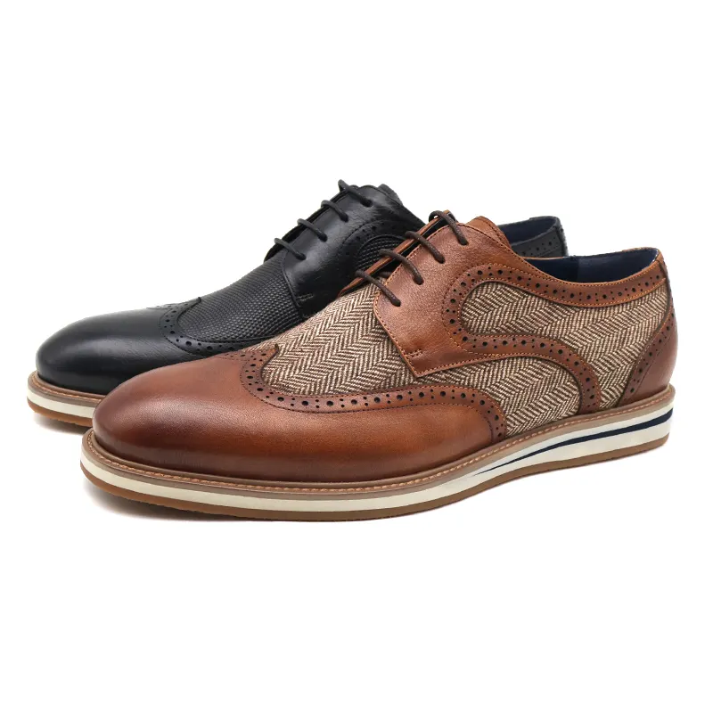Ample New Arrival Genuine Leather And Fashionable Fabric Formal Dress Shoes For Men