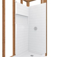 Ensemble de douche mural pour alcôve avec porte coulissante, 4 pièces, blanc, 60 pouces de largeur x 30 pouces de profondeur x 74 pouces de hauteur, fabrication directe sur mesure