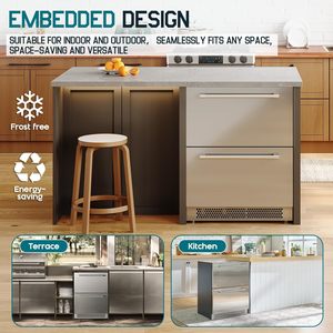 24 pollici elettrico doppio <span class=keywords><strong>cassetti</strong></span> in acciaio inox <span class=keywords><strong>da</strong></span> banco frigorifero per interni esterni frigo Freezer per la casa di bevande - Product Image 5