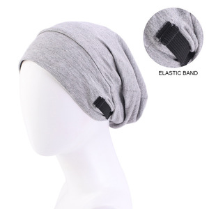 Durag unisexe <span class=keywords><strong>en</strong></span> <span class=keywords><strong>coton</strong></span> tissé double couche, couleur unie, doublure satinée, bouton réglable, éco-responsable, élastique, anti-… personnalisable - Product Image 4