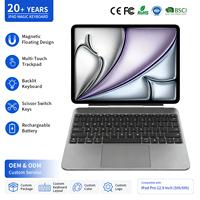 Clavier Magique en Aluminium OEM pour iPad Air 13 Pouces M4 2026 avec Pavé Tactile, Clavier Sans Fil BT, Langues Personnalisées Espagnol Portugais
