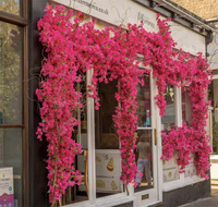 FL-251 Artificielle Rose Chaud Bougainvillier Décoration Extérieure Fleurs Escalade Rose Rouge Bougainvillier pour Mariage Boutique Décor À La Maison