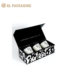 OEMカスタマイズ印刷高級紙トレイホルダー3キャンドルセットボックスキャンドルソープパッキング用マグネットボックス